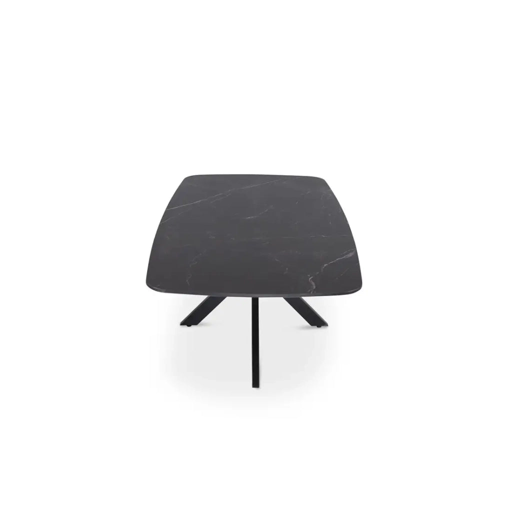 Table bassa ARVENA – Tavolino rettangolare 130x70 cm – Pietra nera & metallo – Design elegante e contemporaneo