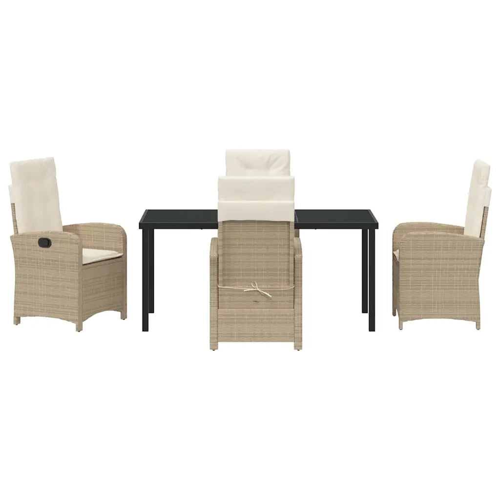 Set da Pranzo per Giardino con cuscino 5 pcs Beige polyrattan