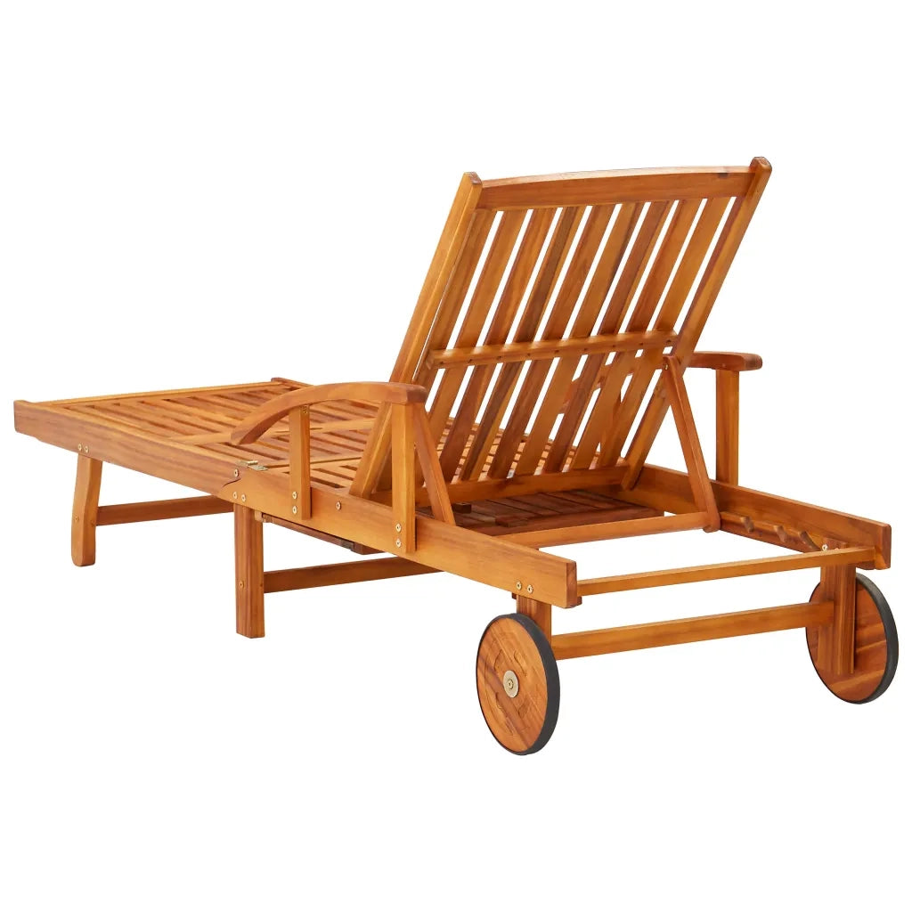 Lettini Prendisole 2 pz con Cuscini in Legno Massello di Acacia 3077344