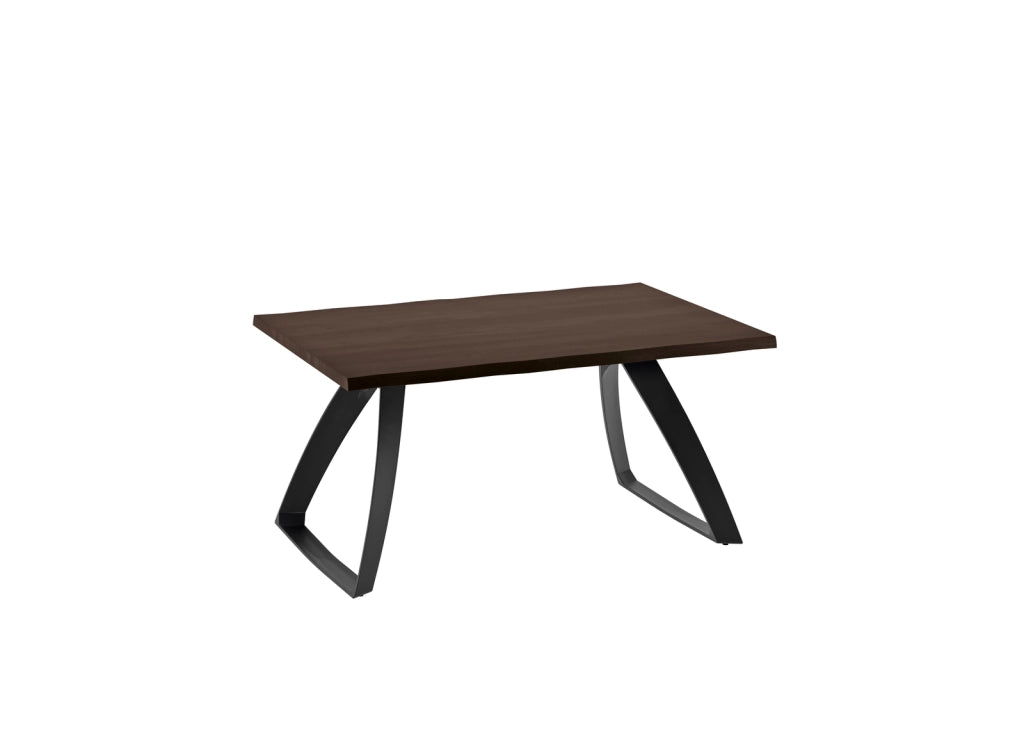 Tavolo da pranzo fisso Bridge 160x90 cm, piano in legno impiallacciato rovere termocotto e gambe in metallo verniciato nero - Linea Bridge