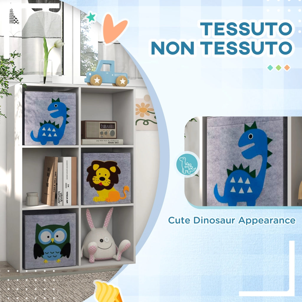 Libreria per Bambini a 6 Cubi ¨C Minimal ¨C Grigio e Bianco, MDF e Melamina, 61.8x29.9x91.5 cm
