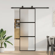 Porta Scorrevole Set Ferramenta Nera 76x205 cm Vetro Temperato