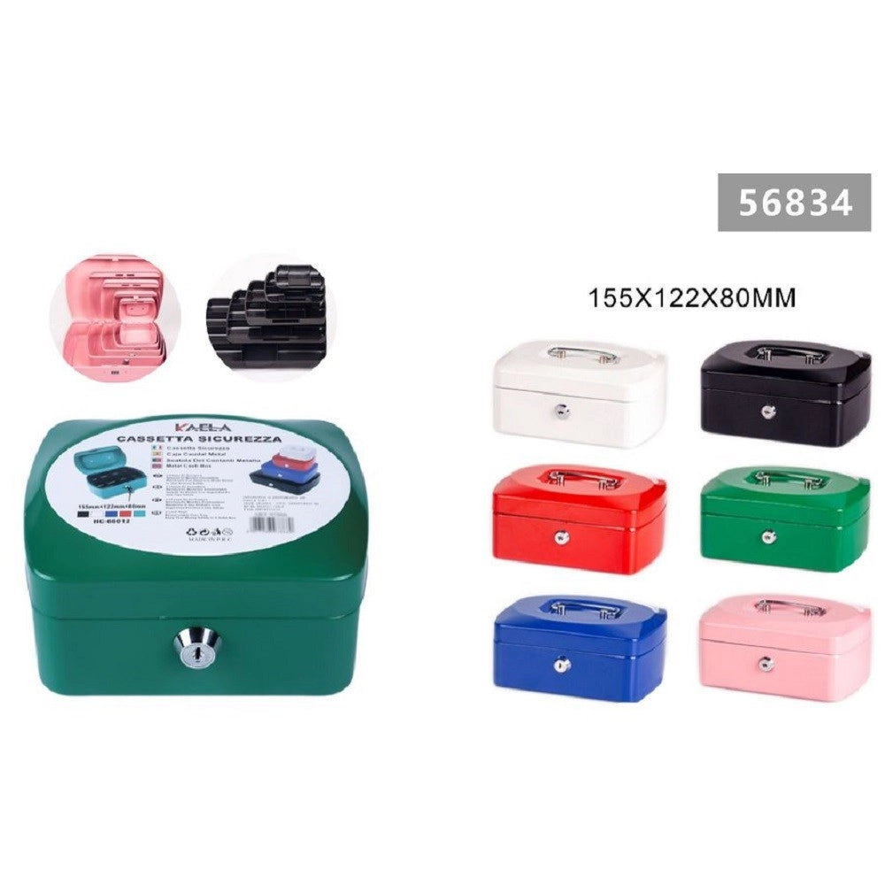 Trade Shop - Cassetta Portavalori Cassaforte Di Sicurezza In Metallo Chiavi 15x12x8 Cm 56834 -