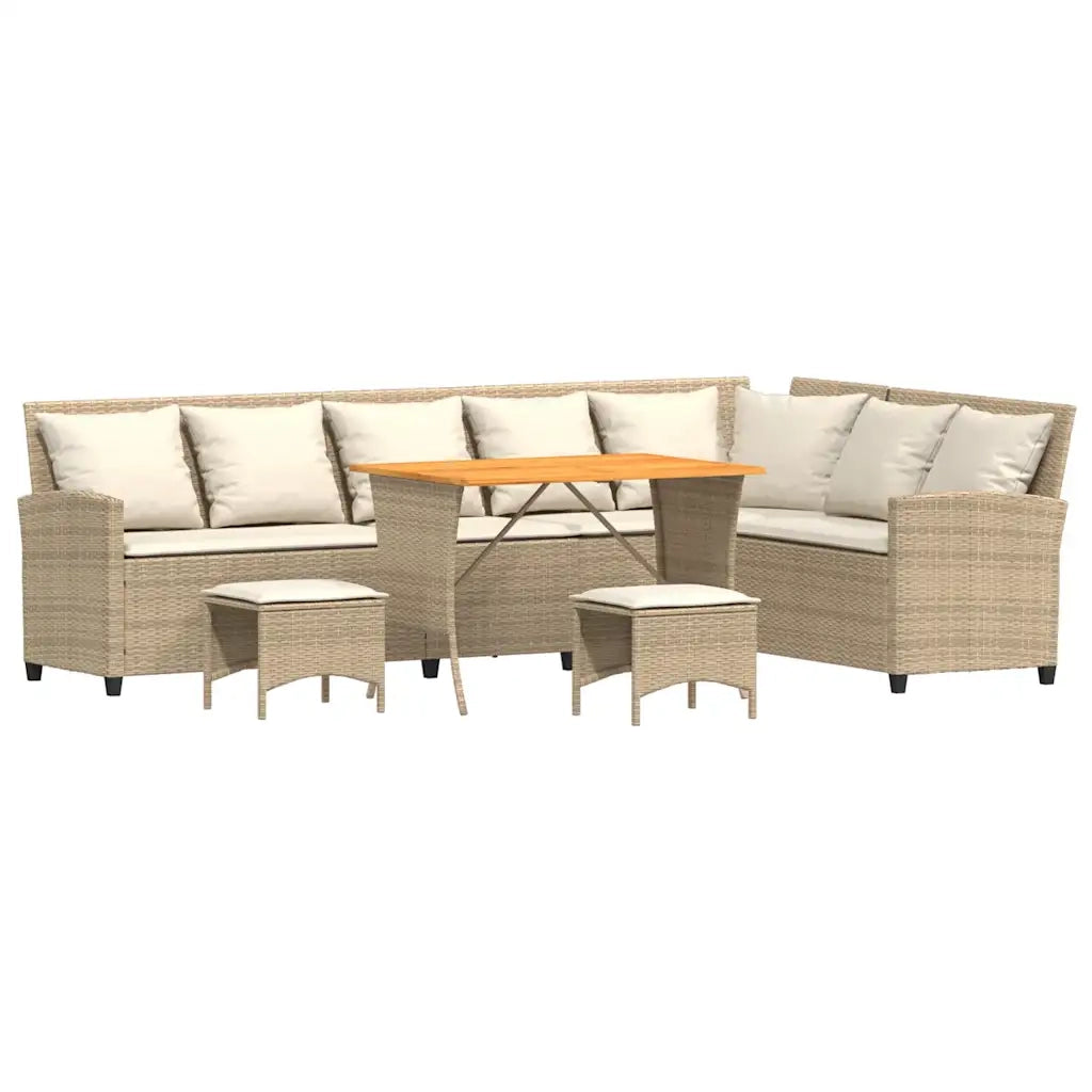 Set Divano da Giardino 4 pz con Cuscini a L Beige in Polyrattan 3365327
