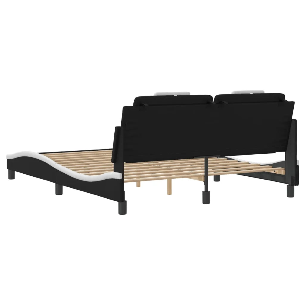 Letto matrimoniale | Letto per adulti | Giroletto Viana con LED senza Materasso Nero e Bianco 160x200 cm