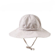 Cappello per Bambini con Altezza Regolabile e Bordo Ampio (50cm) - Beige con Strisce Bianche