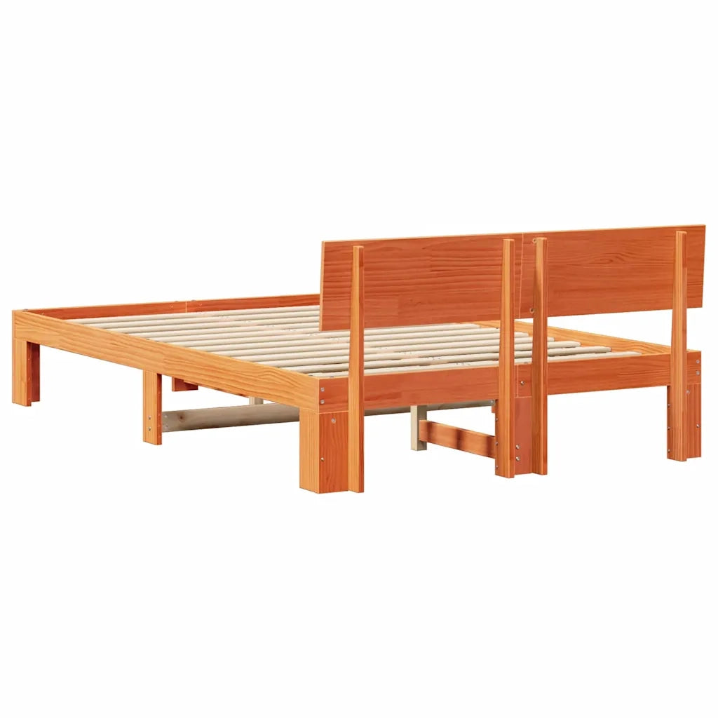 Letto matrimoniale | Letto per adulti | Struttura del letto Marrone cerato 120 x 200 cm Pino massello