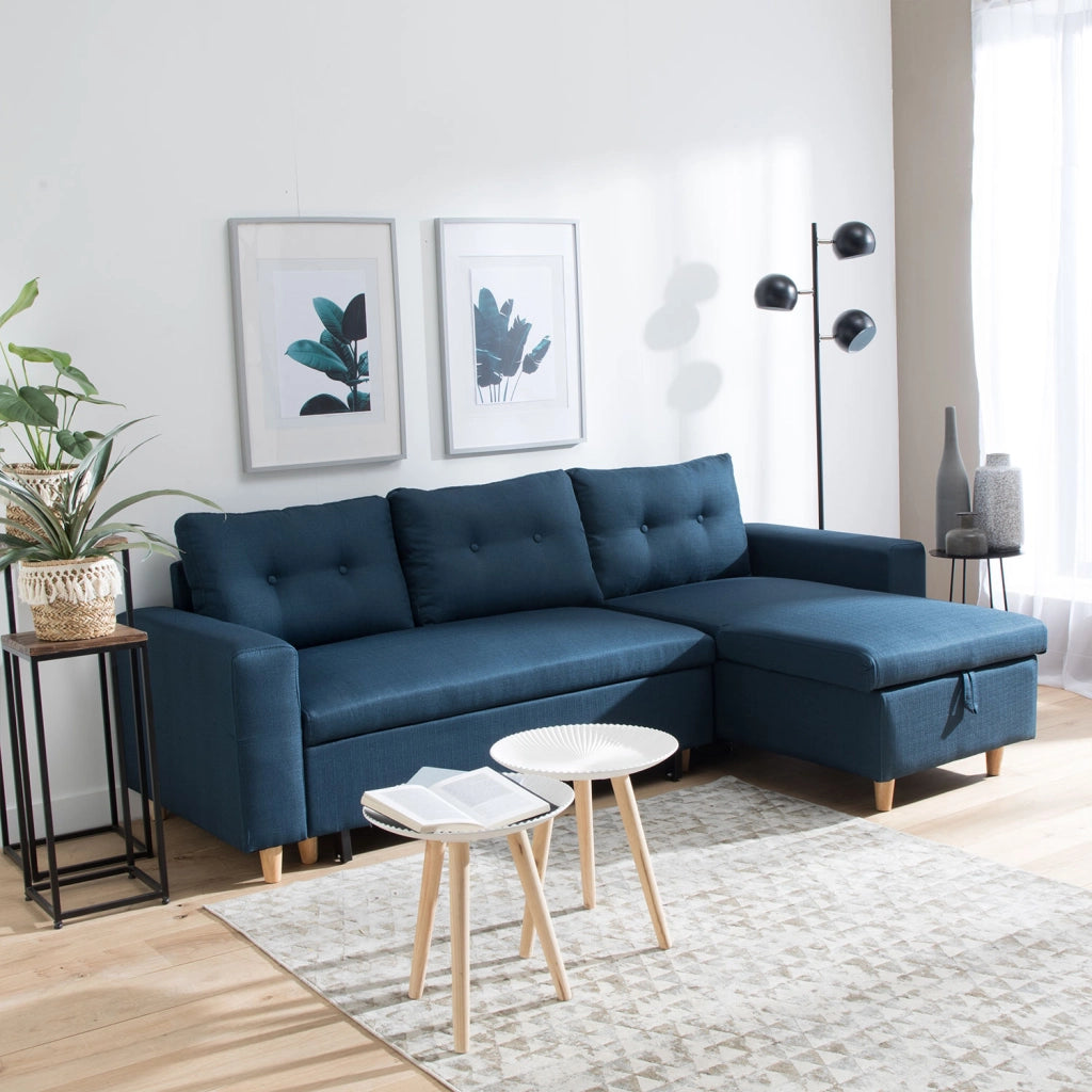 WADEDivano letto angolare a 3 posti blu