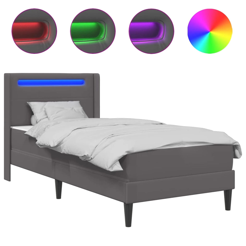 Struttura letto con materasso-Giroletto Grigio 90 x 190 cm Similpelle