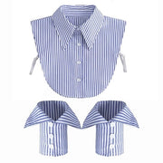 Camicia Donna a Strisce Blu con Collo Rimovibile