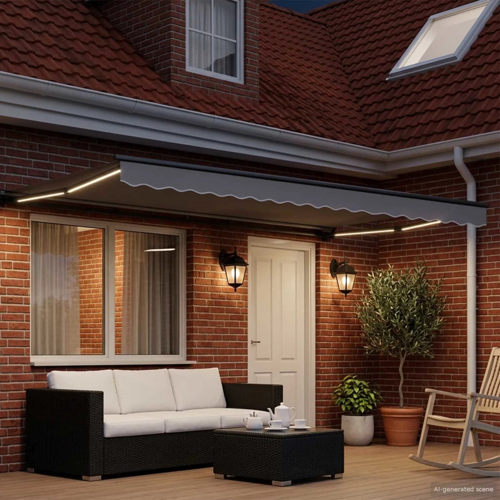 Cornice per Tenda Manuale con LED Antracite 4,5 × 3,5 m 42024815