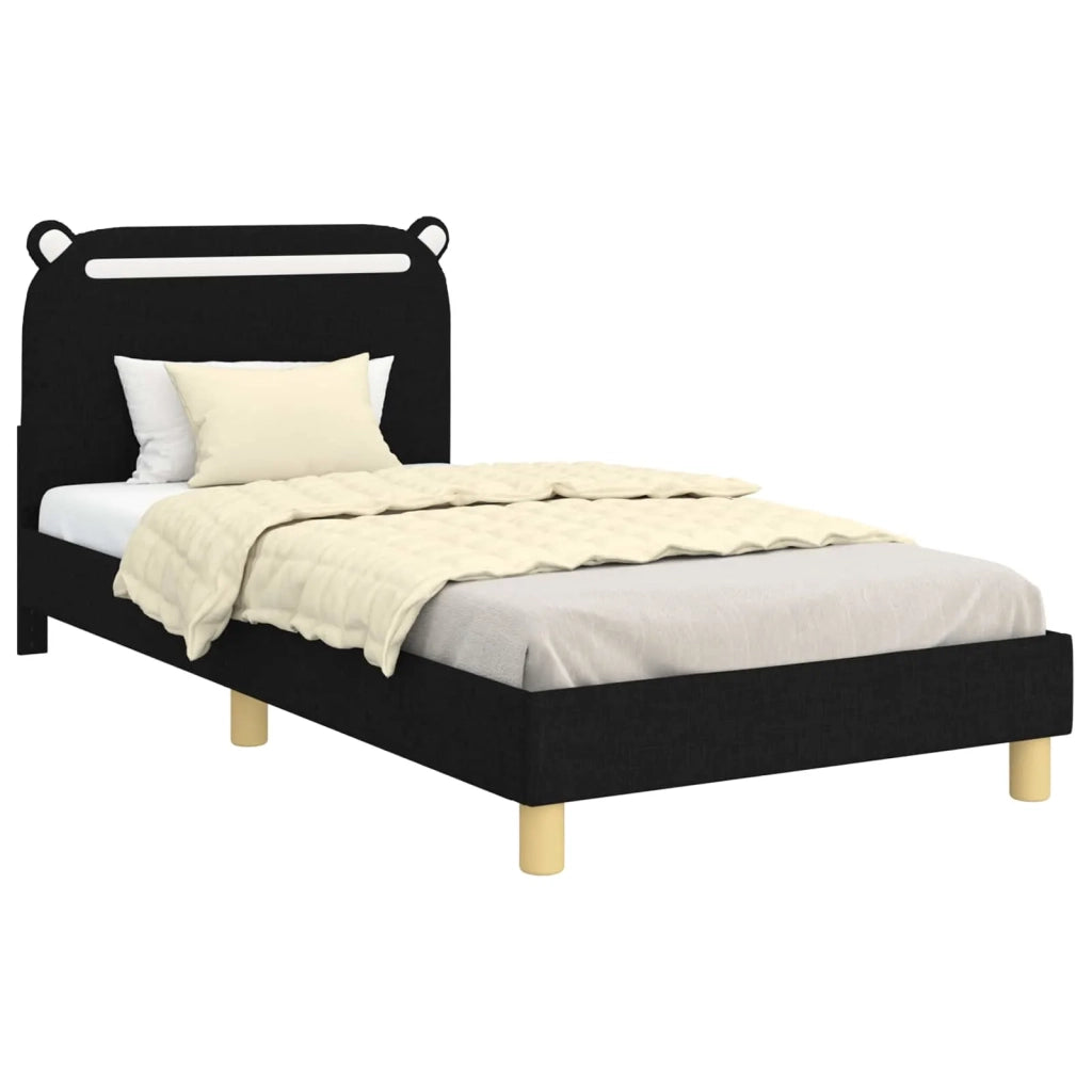 Struttura letto bambini con testata-Giroletto per bambini Nero 90 x 200 cm Tessuto 792370