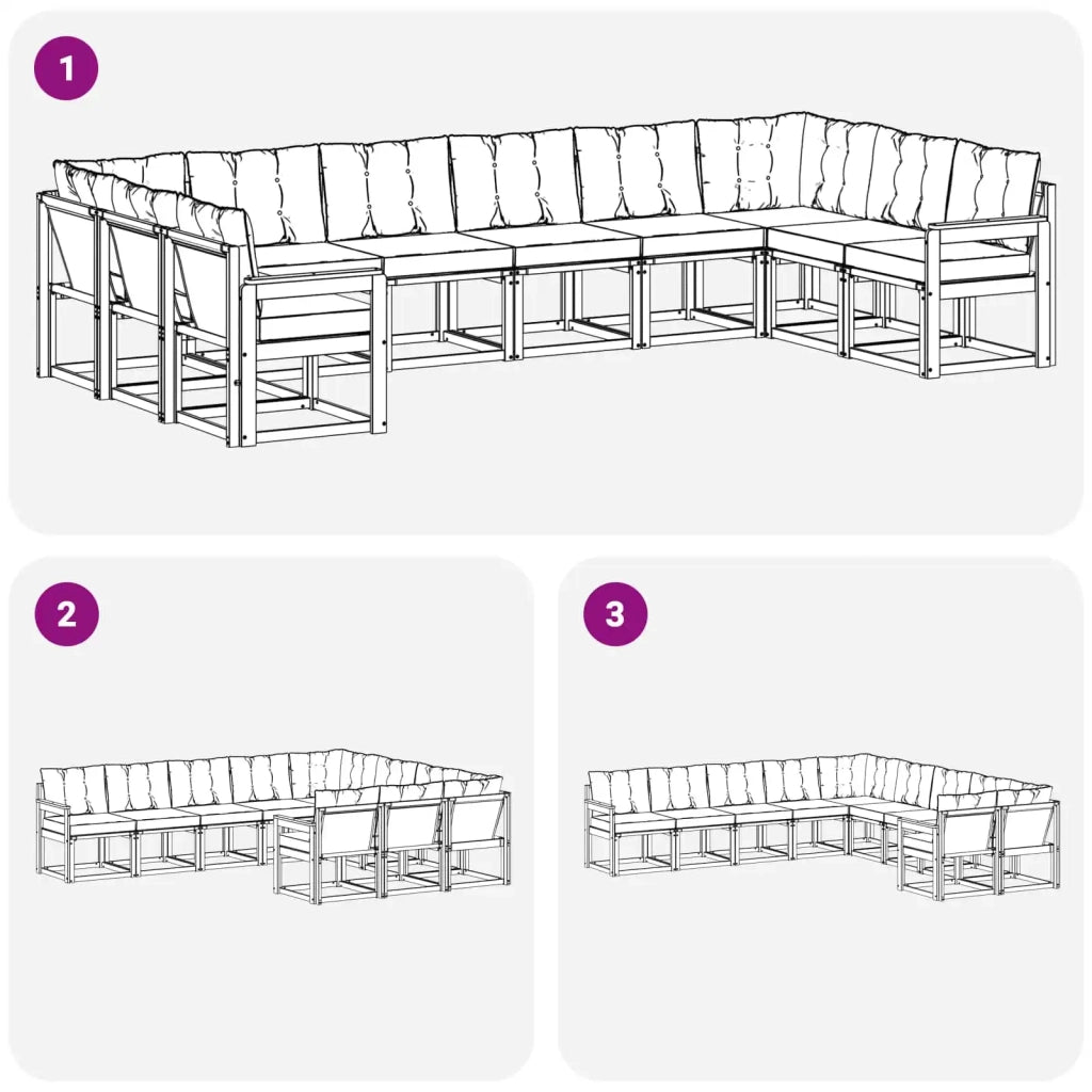 Set di divani da esterno con cuscino 10 pcs Bianco e Beige 3389903