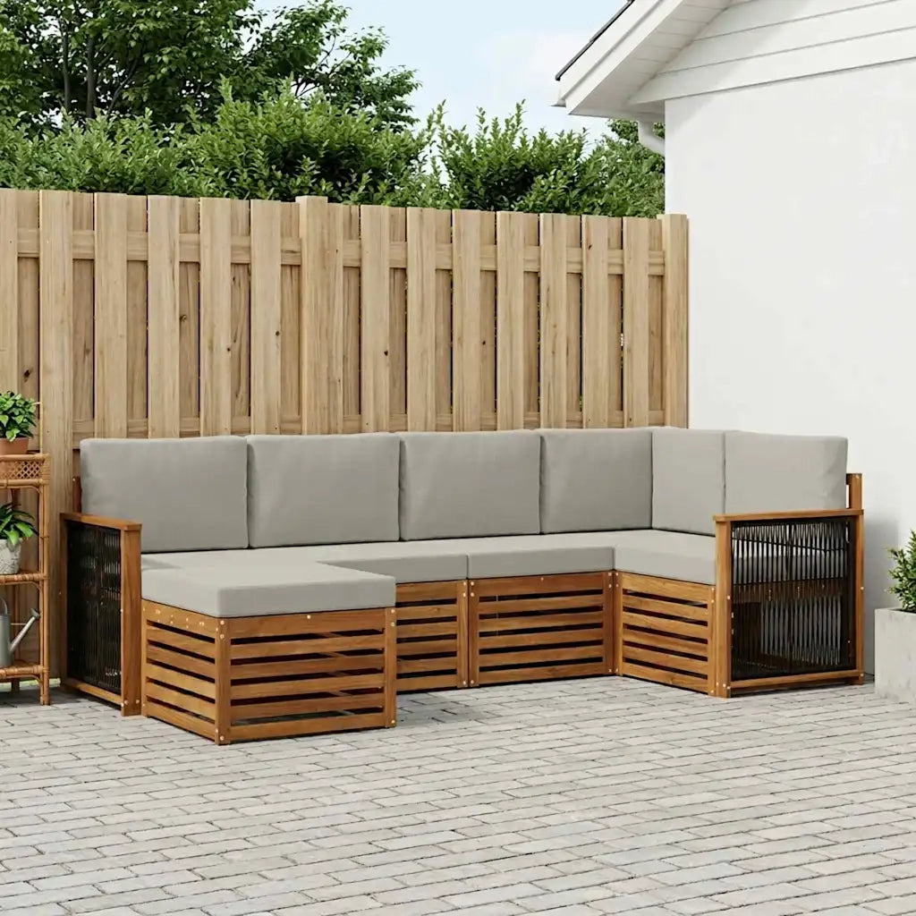 Set divano sezionale con cuscino 5 pcs Naturale e Grigio Chiaro 3384562