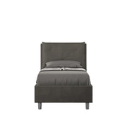 BS COM Letto singolo contenitore imbottito 80x200 microfibra grigio