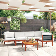 Set da giardino 6 pezzi con cuscini crema 63x63 cm