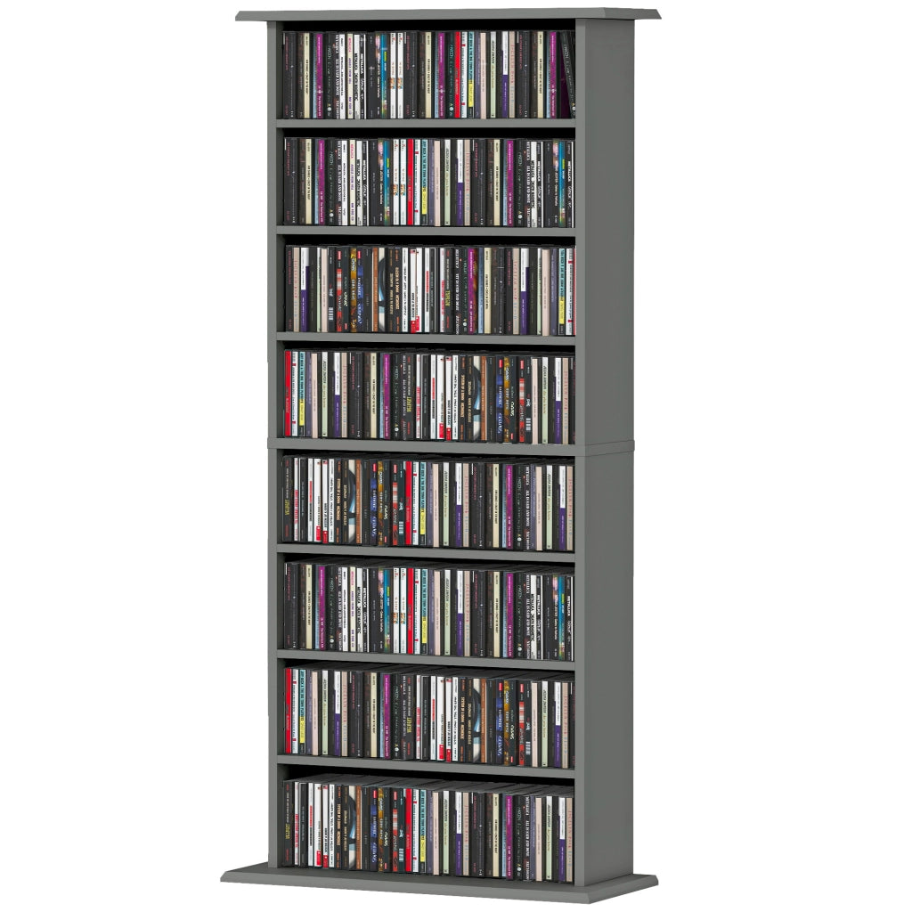 Libreria per CD DVD ¨C Xylo ¨C 8 scomparti 6 ripiani regolabili grigio