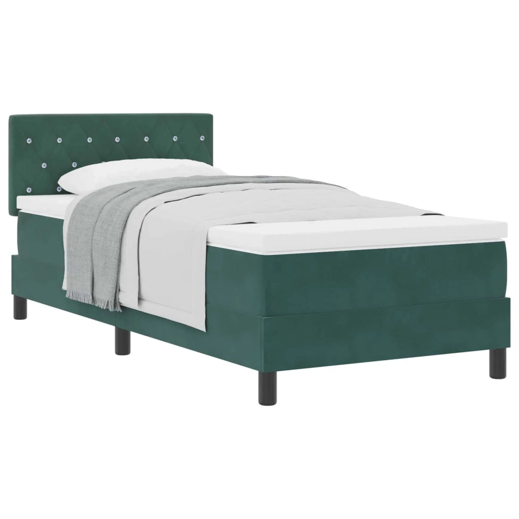 Letto a molle con materasso Verde Scuro 90 x 200 cm Velluto 3339083