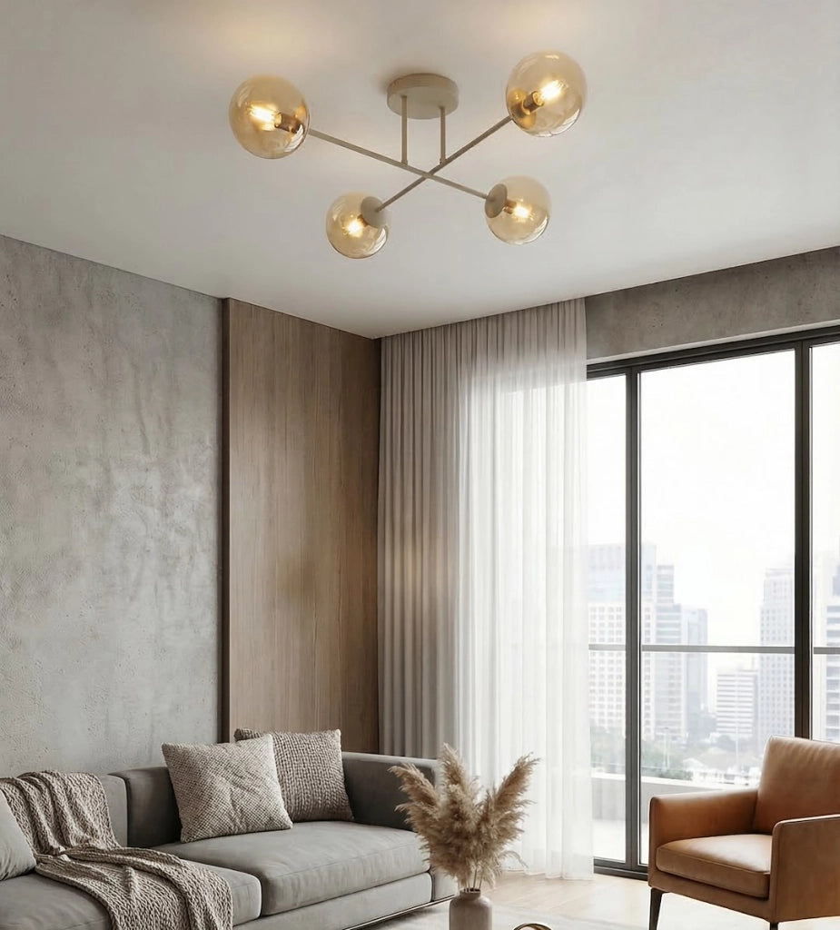Lampada soffitto ROMA 4xE14 beige vetro Emibig