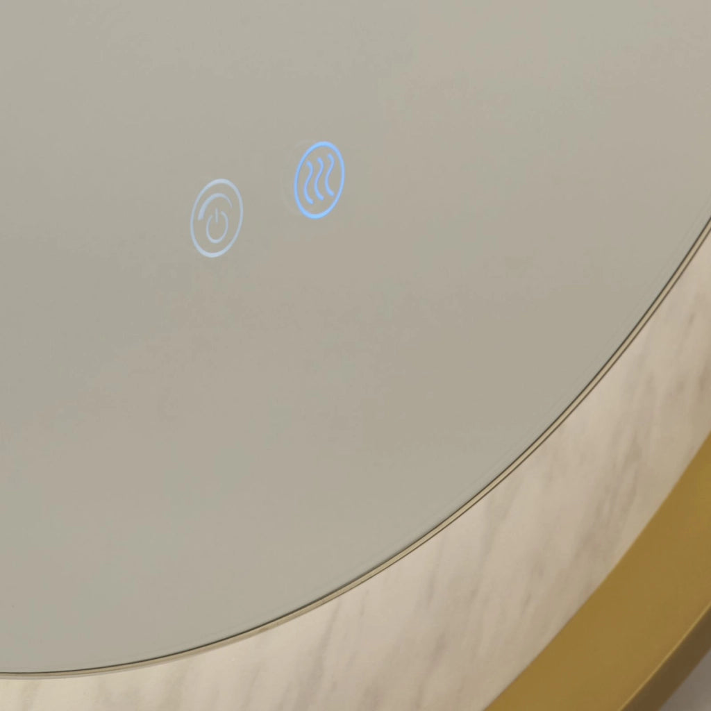 Specchio Luxo LED, metallo dorato con effetto marmo