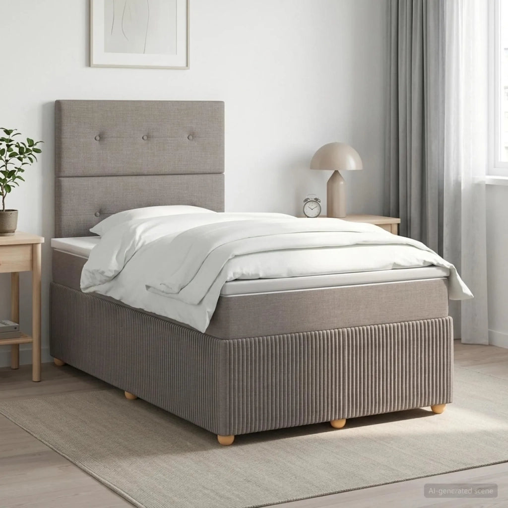 Letto box spring con materasso Tortora 120 x 190 cm Tessuto 3454351