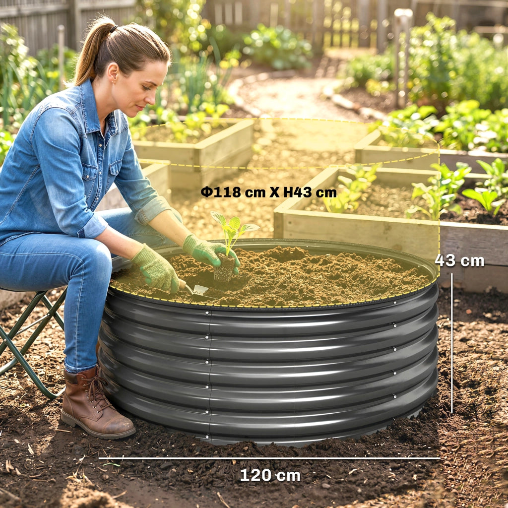 Cassone rialzato per giardino ¨C Xylo ¨C metallo zincato grigio antracite 120x120x43 cm