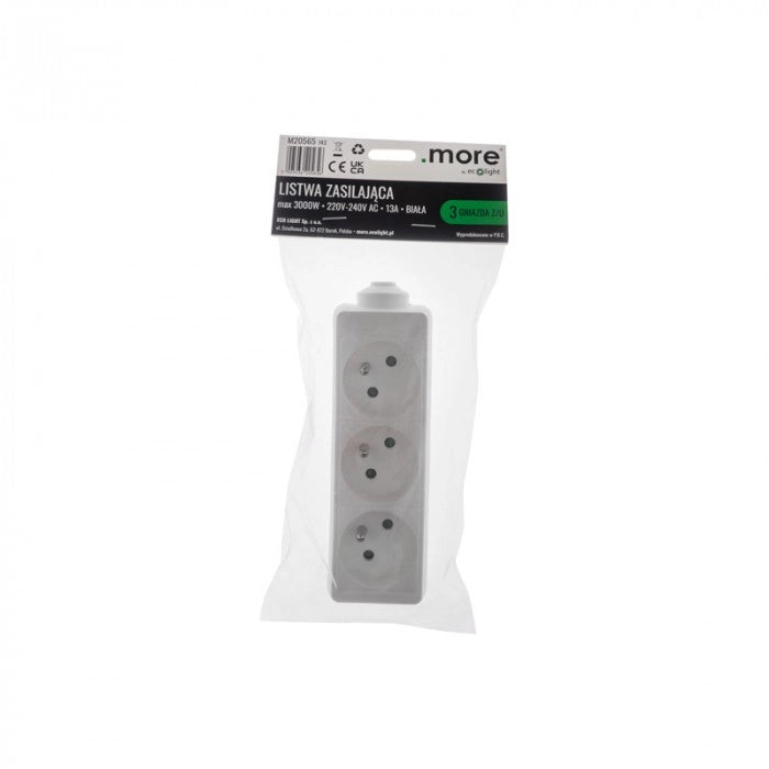 Multipresa senza cavo 3 prese con terra bianca Ecolight