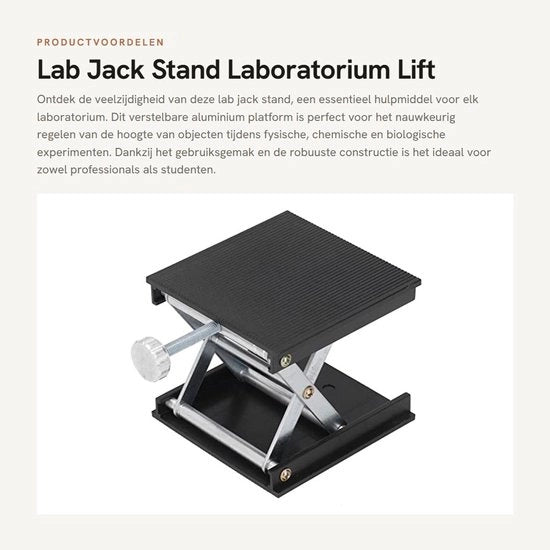 Piattaforma di Laboratorio con Regolazione di Altezza - Materiale in Alluminio e Acciaio Inossidabile - Piattaforma di Sostegno - Regolazione Manuale - Strumento di Supporto - Facile da Pulire - Piattaforma Elevatrice