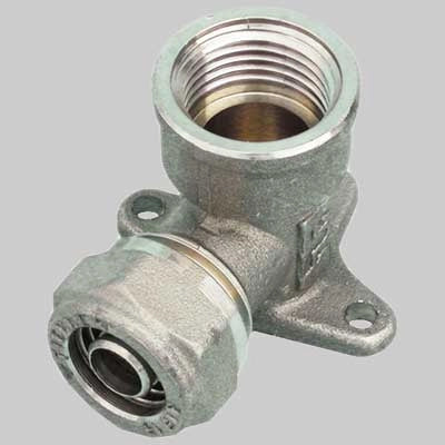 RACCORDO A GOMITO FEMMINA CON FLANGIA PER TUBO COBRAPEX  1/2 x 15 S. 2,5     TIEMME