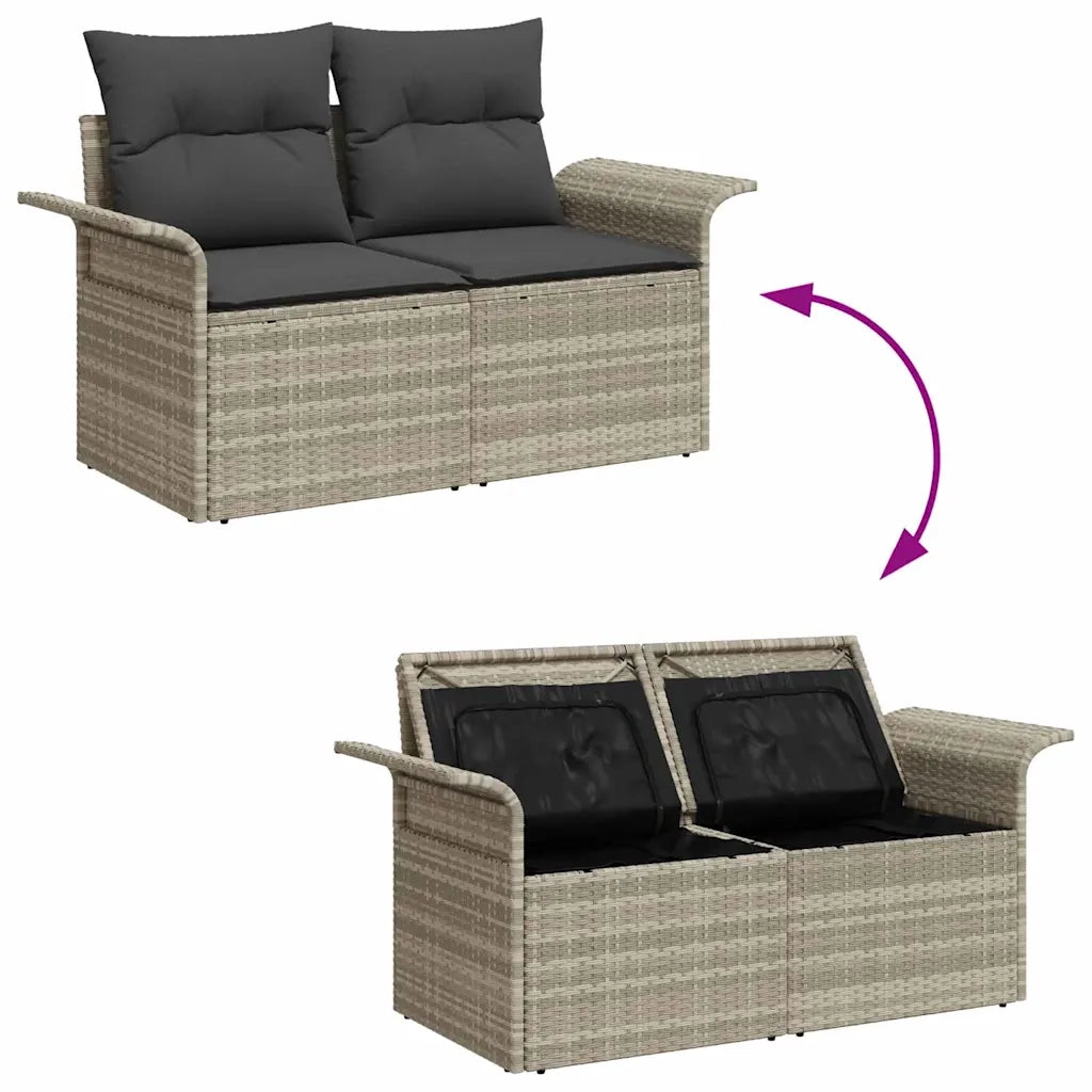 Set Divano da Giardino con cuscino 9 pcs Grigio chiaro