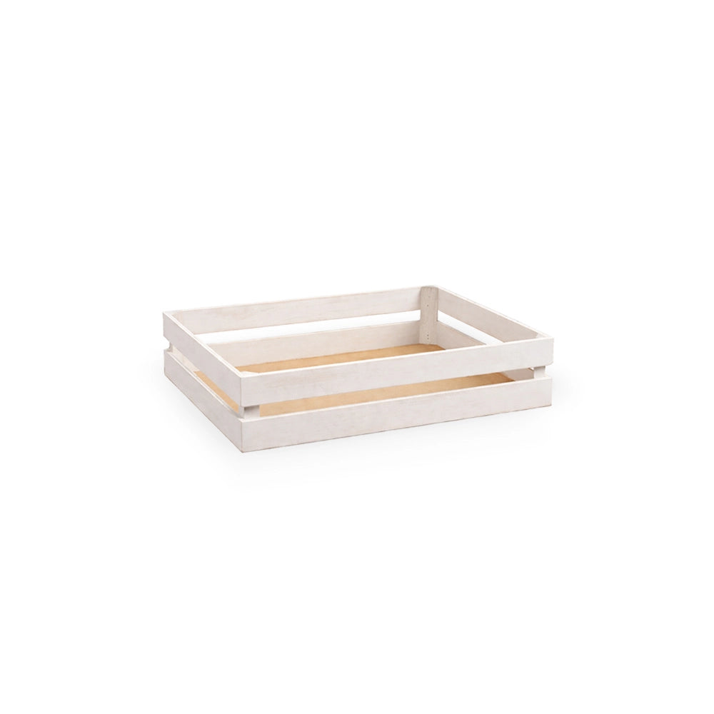Cassette contenitori in Legno naturali Bianche da 5 Pezzi 24 x 14 x h 5 cm