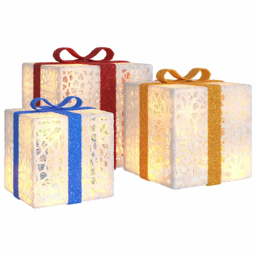 Pacchi di Natale Illuminati 3 pz 64 LED Bianco Caldo CFW9584696