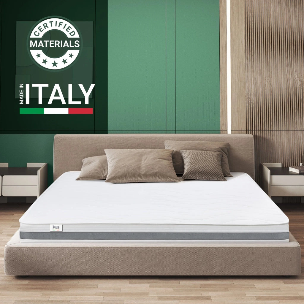Materasso Singolo 85x195 cm in Memory Antibatterico | Altezza 16 cm | Rivestimento 3D Air in Fibra Ipoallergenica | Materasso Ortopedico a 7 Zone Differenziate Termosensibili