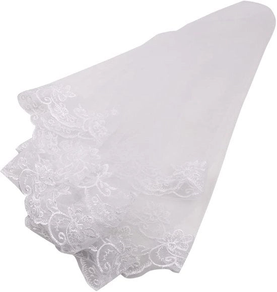 Sposa con velo facile - velo corto a tulle - bordo di seta - con coda - 5 metri - canapa a singolo strato in poliestere - velo di nozze