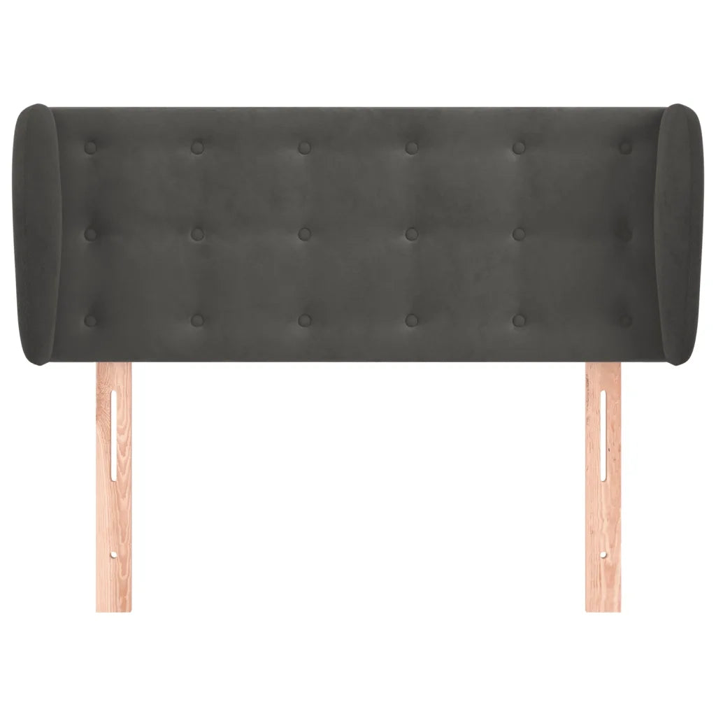 Testiera ad Orecchio-Testata con Orecchie Grigio Scuro 103x23x78/88 cm in Velluto 841913