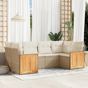 Set Divano da Giardino 6 pz con Cuscini Beige in Polyrattan 3227941
