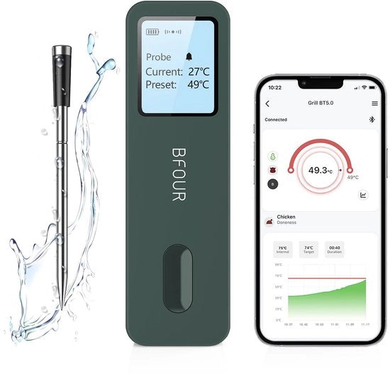 Termometro a Griglia con App per BBQ e Forno - Display Grande e Durata Batteria Lunga