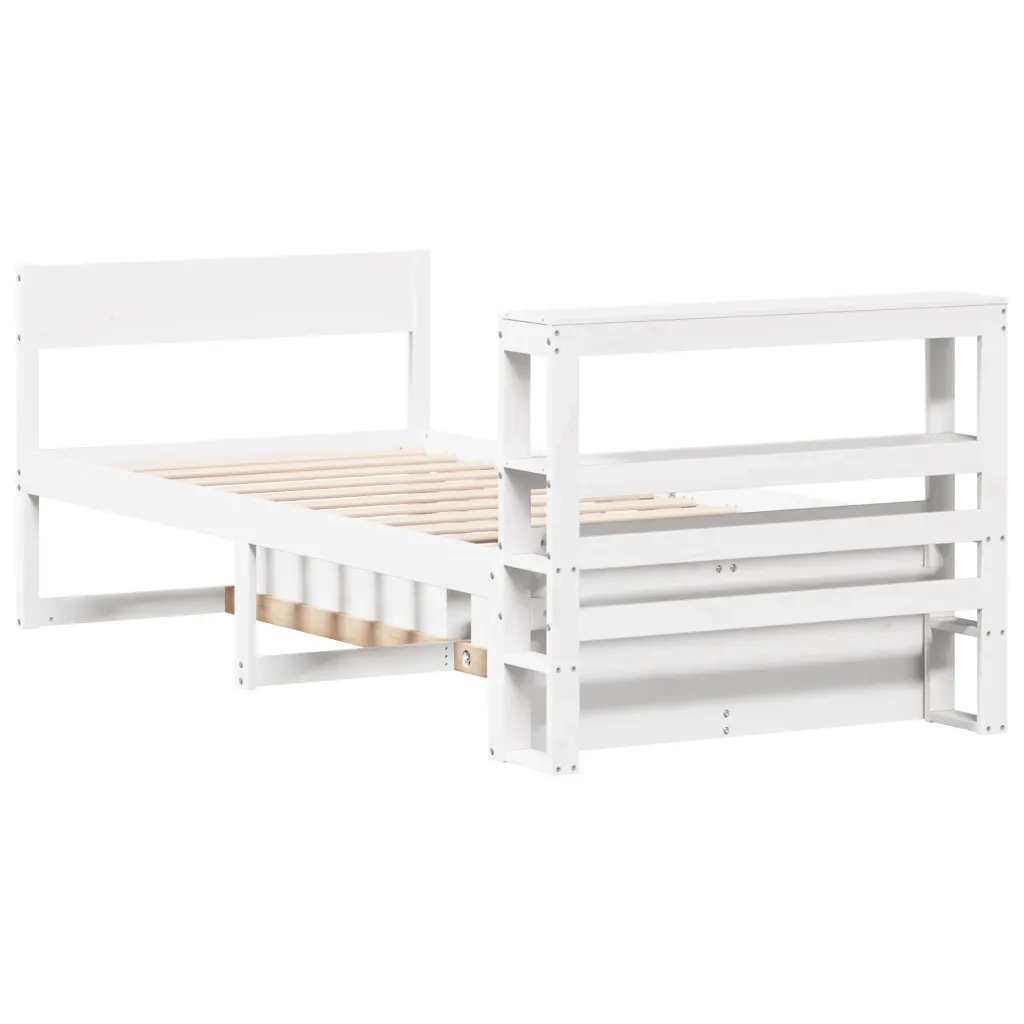 Letto senza Materasso-Struttura Letto Bianco 75x190 in Legno Massello di Pino 962363