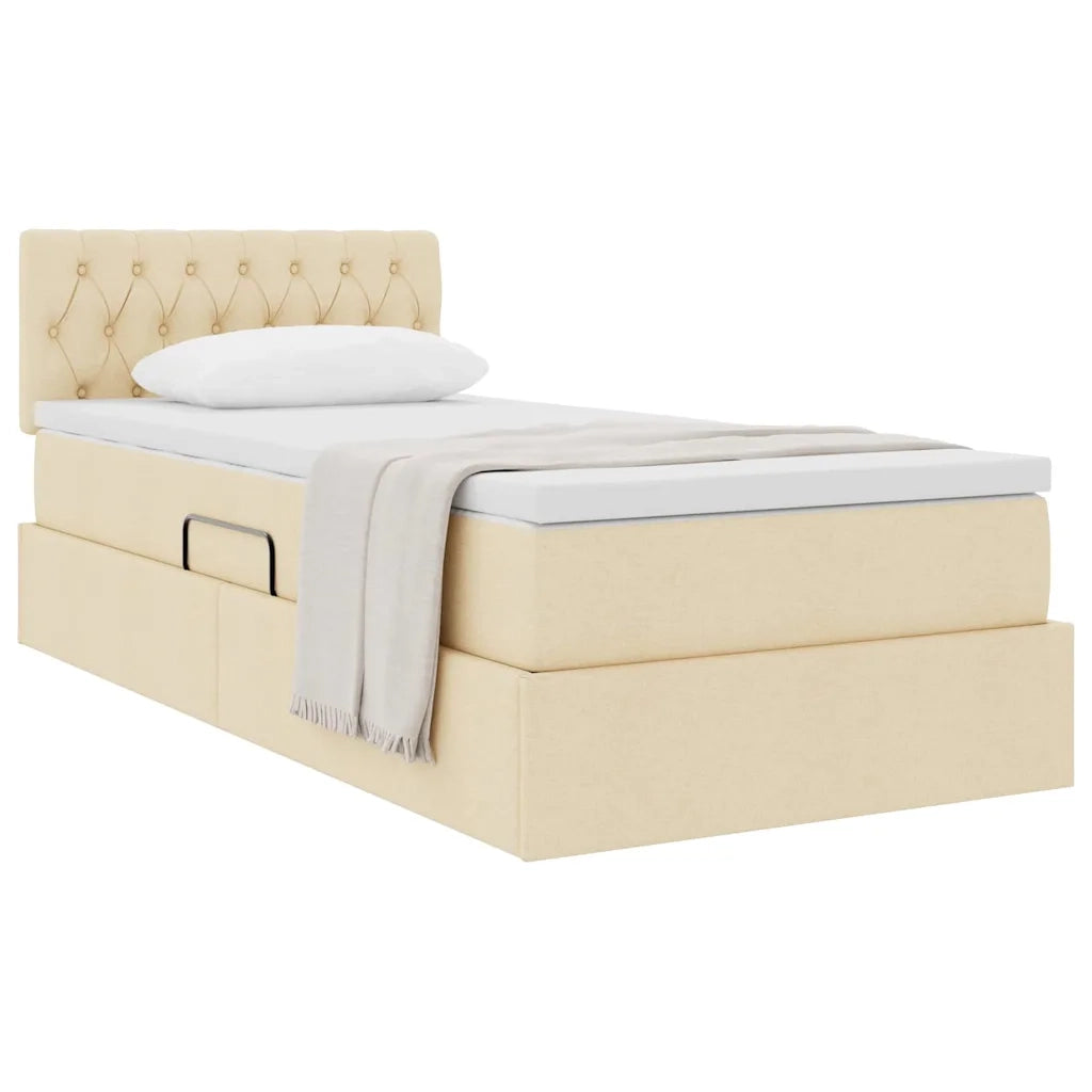 Letto con contenitore e materasso Crema 90 x 190 cm