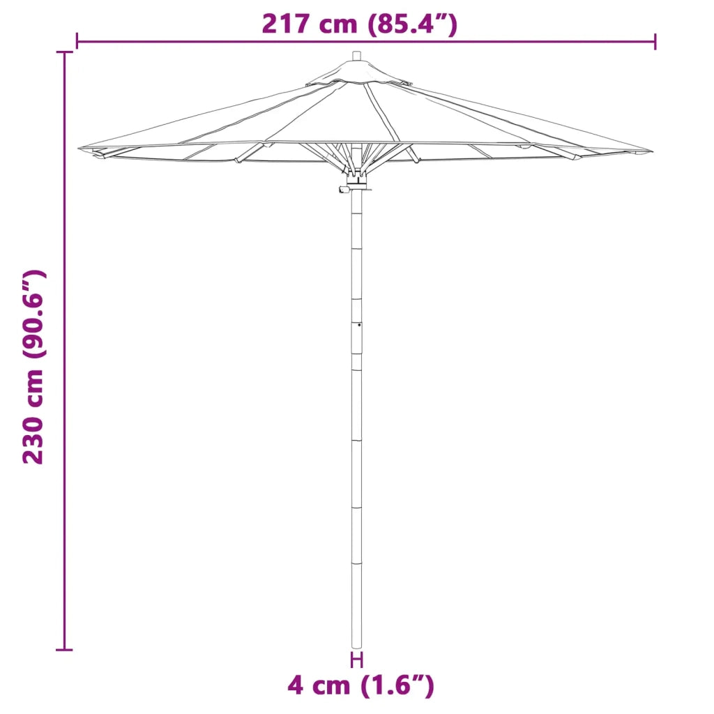 Ombrello da giardino Bianco Crema Ø 217 x 230 cm Bambù 4108081