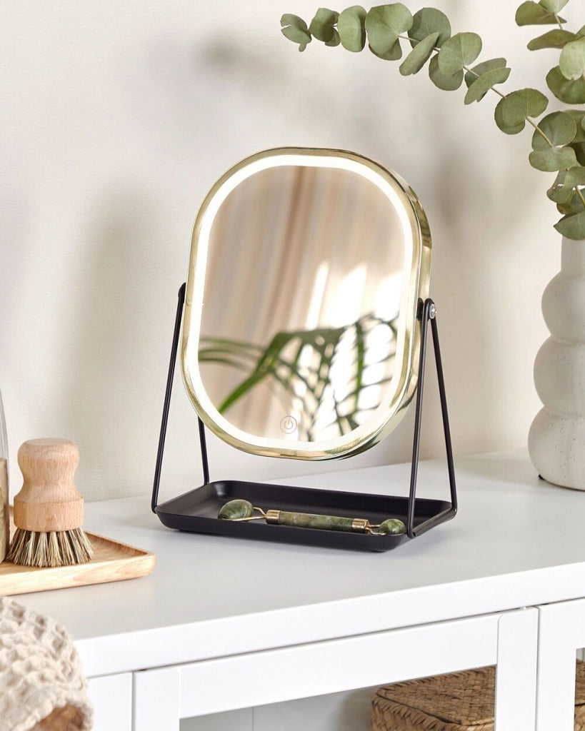 Specchio LED make up da tavolo 20 x 22 cm color oro bagno camera da letto moderno