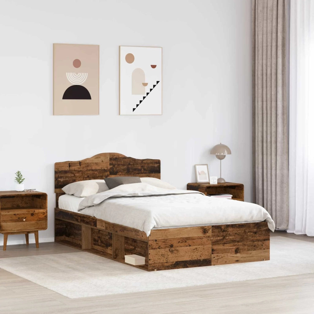 Letto matrimoniale | Letto per adulti | Struttura del letto Legno vecchio 120 x 190 cm Pino massello