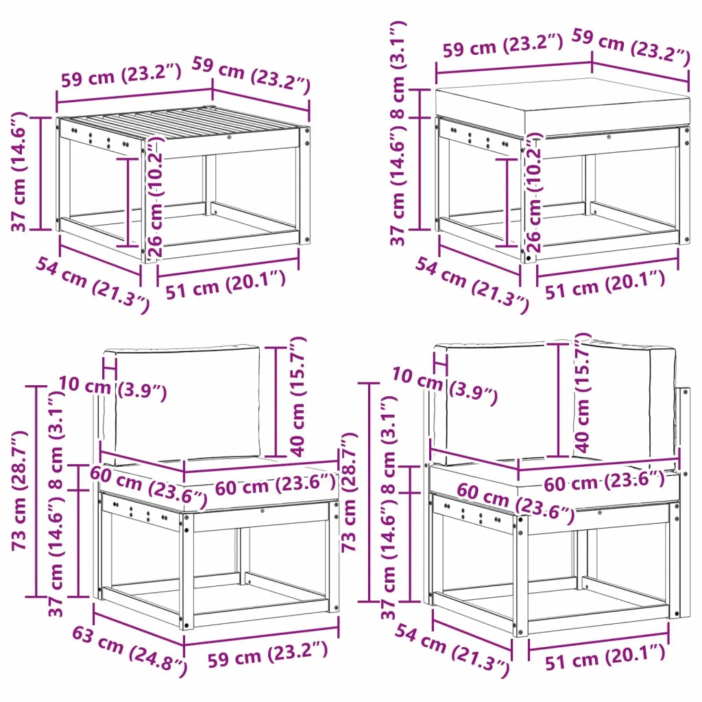 Set di divani da esterno 8 pcs Naturale e Antracite Poliestere 3385408