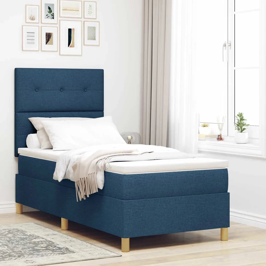 Letto a Sorgente LED con materasso Blu 80 x 200 cm Tessuto