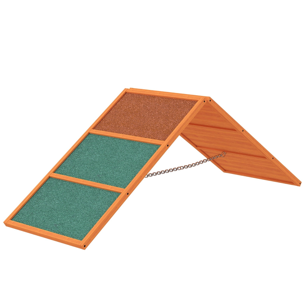 Rampa per Cani Pieghevole ¨C Xylo ¨C Regolabile Antiscivolo Legno di Abete 173x59x66cm Arancione/Verde