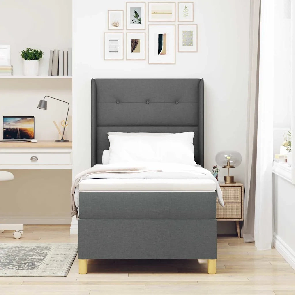 Letto a molle con materasso Grigio scuro 90 x 190 cm Tessuto 3341806