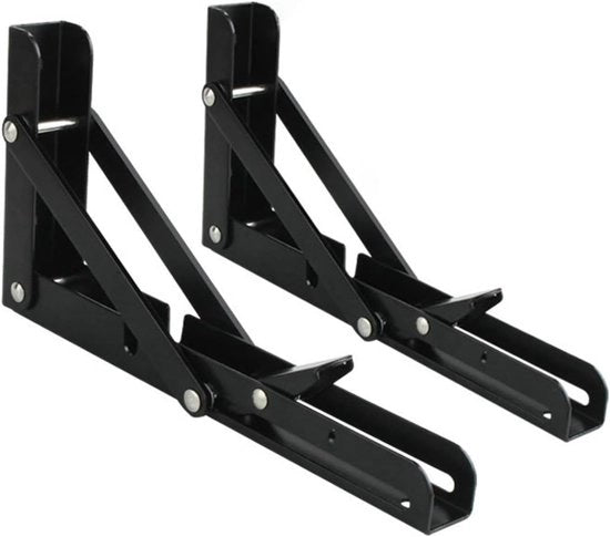 Due supporti pieghevoli in acciaio inox, supporto pieghevole, staffa pieghevole, supporto pieghevole per tavolo, nero, adatto per casa, cucina, ufficio, tavolo, parete, spazia risparmia - 18 pollici, 450*25mm - 18inch