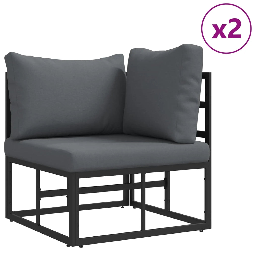 Set Divano da Giardino con cuscino 9 pcs Nero Alluminio