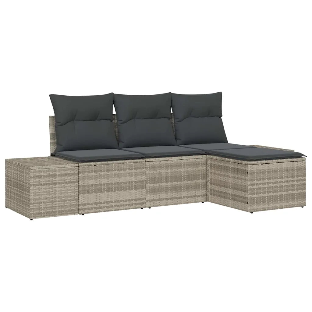 Set Divano da Giardino 4 pcs Grigio chiaro polyrattan 3347012