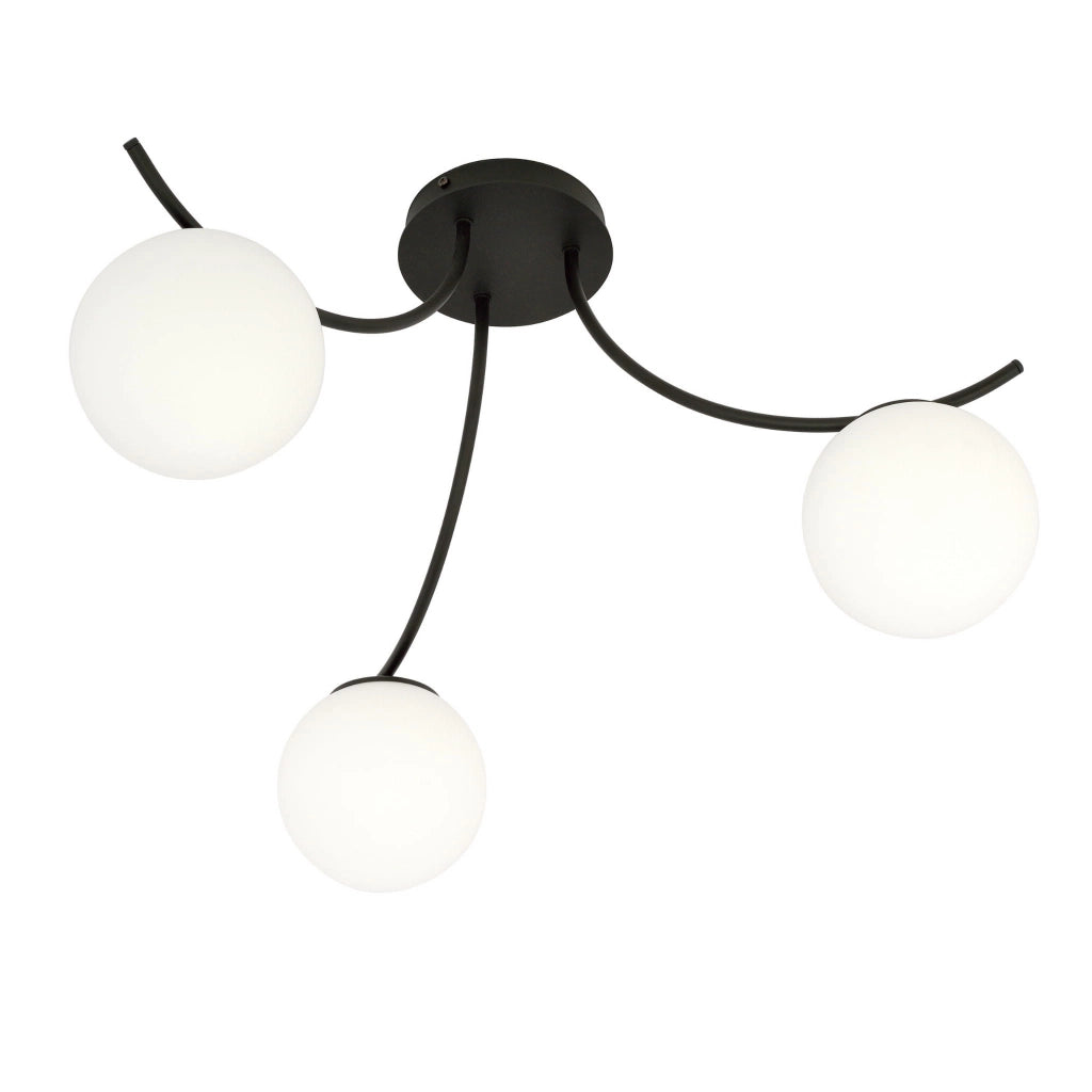 Emibig plafoniera Boston 3 luci E14 nero/opal dimmer
